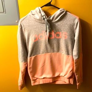 Adidas hoodie, size small, grey and coral